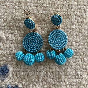 Beachy teal beaded drop earrings